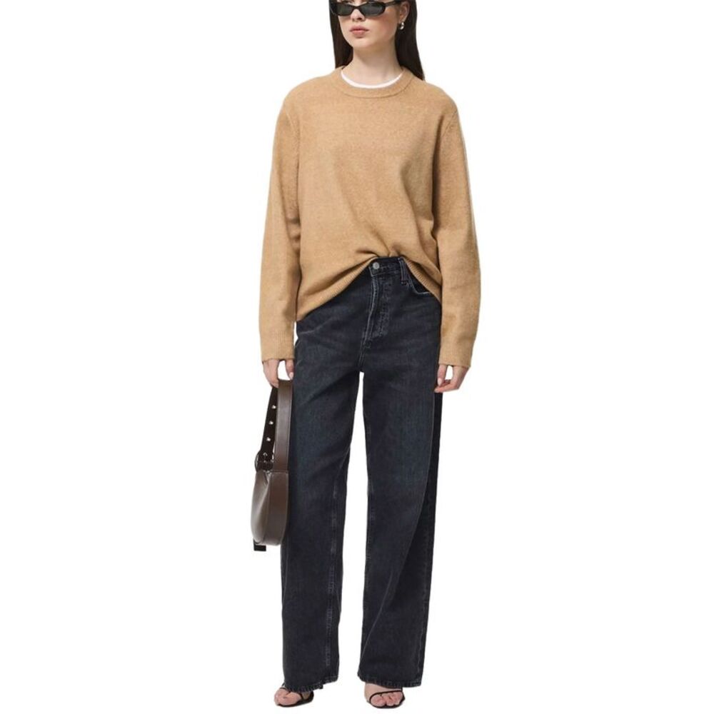 French Connection Womens Emilia Crewneck Sweater Large Camel - NWT